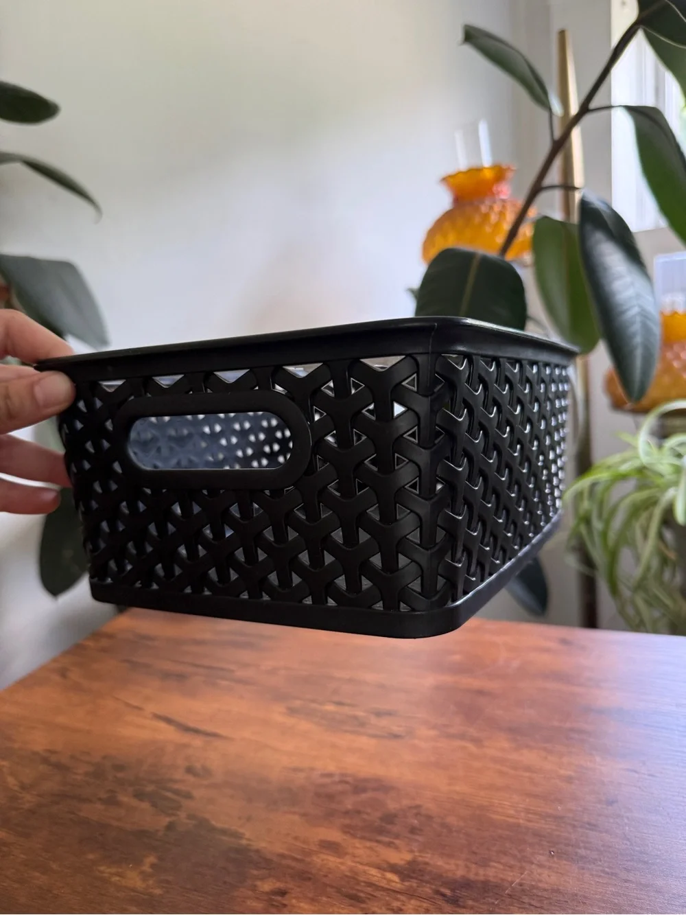 Room essentials plastic Black Woven Plastic Storage Basket